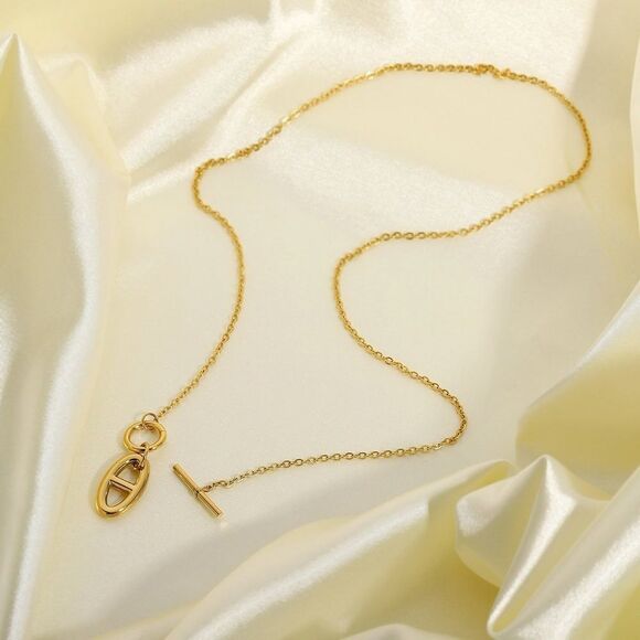 Designer 18K Gold Plated Coffee Bean Necklace - Picture 11 of 15